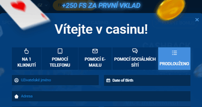 Registrace nového účtu